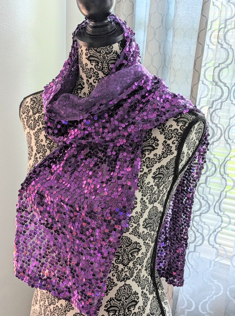 Purple Sequin Scarf